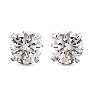 White Topaz Stud Earrings (With Push Back) in Sterling Silver - 1.98 Ct.