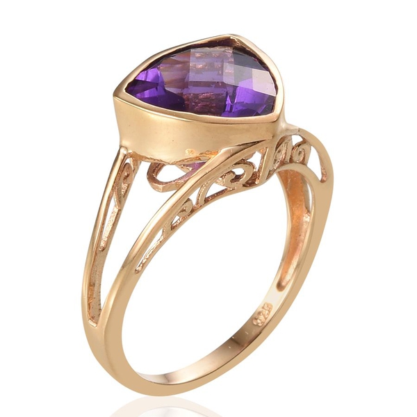Amethyst (Trl) Solitaire Ring in 14K Gold Overlay Sterling Silver 3.250 Ct.
