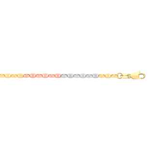 One Time Close Out Deal- Italian Made- 9K Tricolour Gold Mariner Link Necklace(Size 20) Gold Wt 4.03