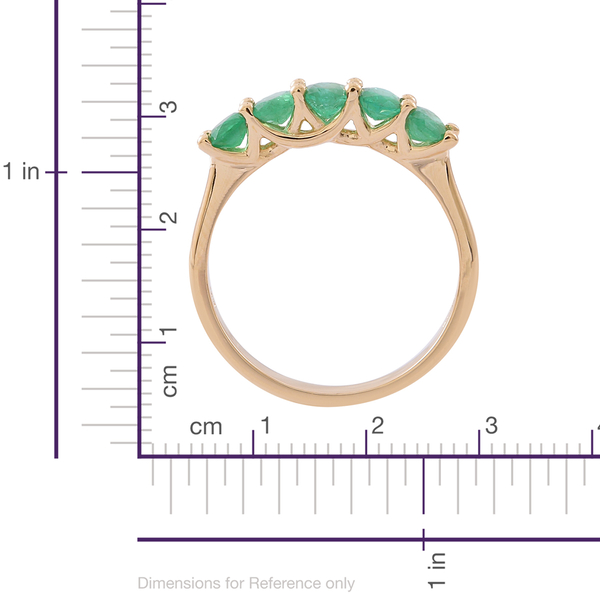 Collectors Edition - ILIANA 18K Yellow Gold AAA Kagem Zambian Emerald (Ovl) 5 Stone Ring 1.500 Ct.
