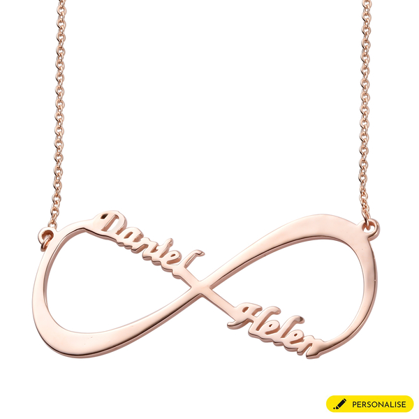 Personalised Infinity Name Necklace in Brass, Size 18+2", Font- Freehand521 BT