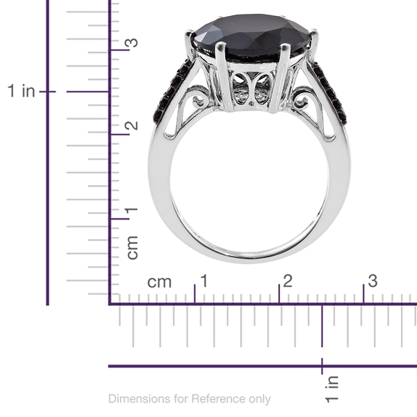 Boi Ploi Black Spinel (Rnd) Ring in Platinum Overlay Sterling Silver 11.000 Ct.
