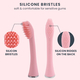 Silicone Sonic Toothbrush with USB Charging Cable with 3 Interchangeable Heads (Size 20x3x3Cm) - Pink