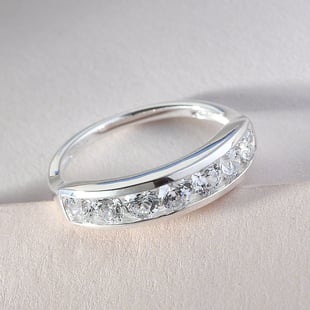 Lustro Stella Sterling Silver Half Eternity Ring Made with Finest CZ 1.74 Ct.