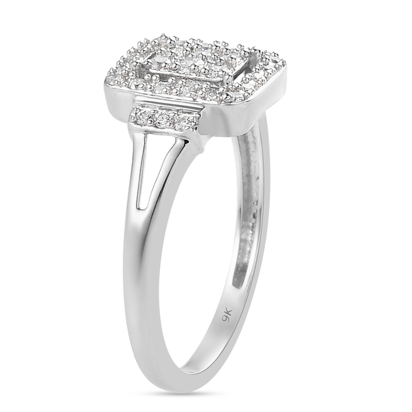 9K White Gold SGL Certified Diamond (I3/ G-H) Ring 0.23 Ct
