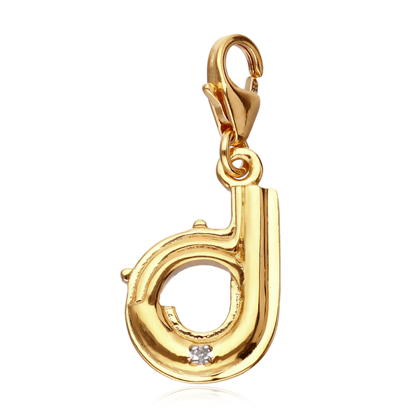Diamond (Rnd) Initial D Charm in 14K Gold Overlay Sterling Silver