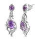 Moroccan Amethyst and Natural Cambodian Zircon Dangling Earrings (with Push Back) in Platinum Overlay Sterling Silver 1.78 Ct.