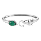 Green Onyx Bangle (Size 7.5) with Spring Ring Clasp in Stainless Steel 5.69 Ct.