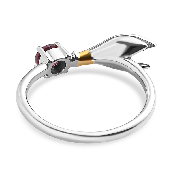 Rhodolite Garnet Ring in Platinum and Yellow Gold Overlay Sterling Silver