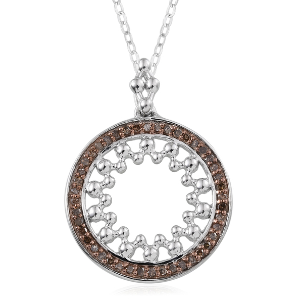 JCK Vegas Collection Red Diamond (Rnd) Pendant With Chain in Platinum Overlay Sterling Silver 0.500 