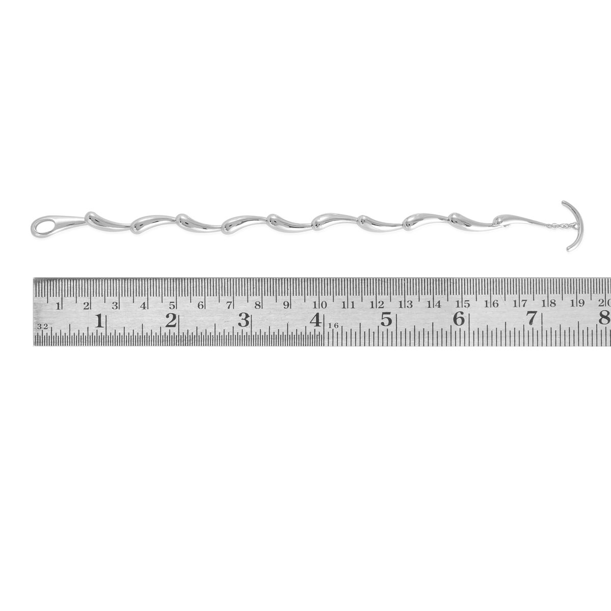 LucyQ Ripple Collection Rhodium Plated Sterling Silver Bracelet (Size 7.5) 13.15 Gms.