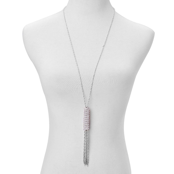 White Austrian Crystal Necklace (Size 30 with 2 inch Extender) in Silver Tone