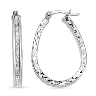 NY Close Out-Sterling Silver Diamond Cut Hoop Earrings With Clasp