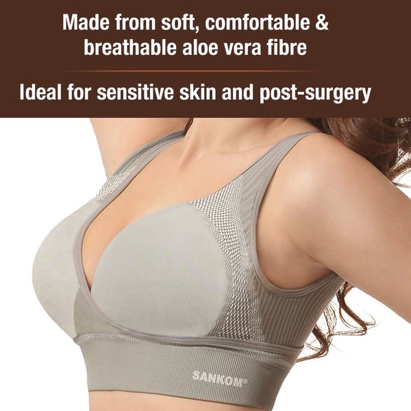 3 Piece Set- SANKOM SWITZERLAND Patent Support & Posture Bra with (Cooling Extra Strong), (Bamboo Hypoallergenic) and (Aloe Vera Soft Touch Fibers (M/L)
