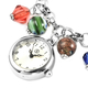 STRADA Japanese Movement Multi Colour Murano Beads Water Resistant Adjustable Charms Bracelet Watch (Size 6.5-7) in Silver Tone