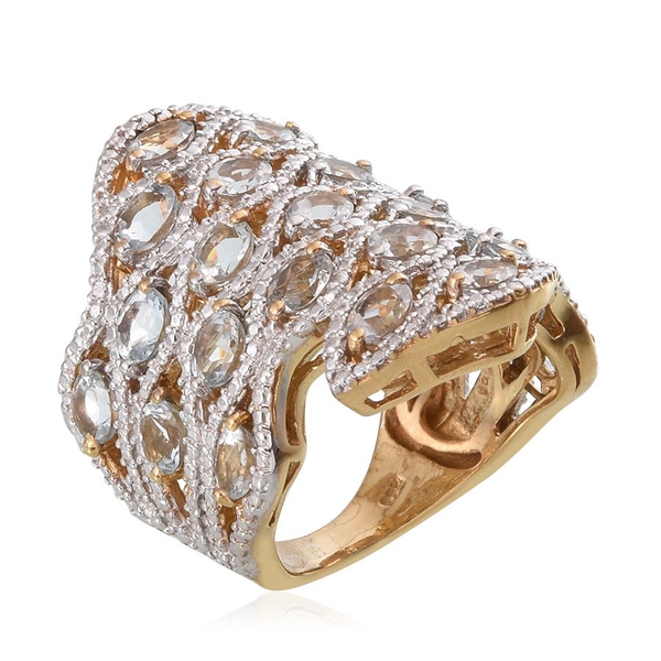 Espirito Santo Aquamarine (Ovl) Ring in 14K Gold Overlay Sterling Silver 4.000 Ct.