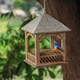 Handmade Mango Wood Carved Hanging Bird Feeder - Natural & White Finish
