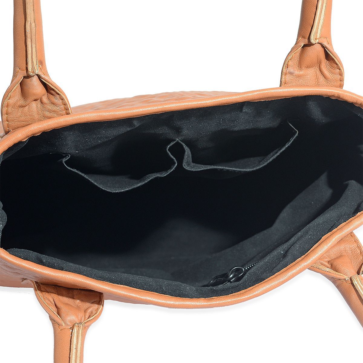 Genuine Leather Camel Colour Embossed Pattern Handbag (Size 40x35 Cm)