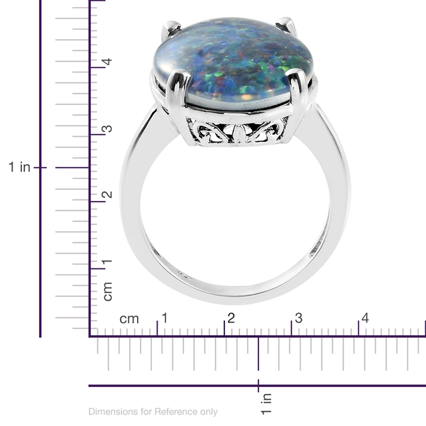 Exclusive Edition- Very Rare  Australian Boulder Opal (Ovl 20X15 mm) Solitaire Ring in Platinum Overlay Sterling Silver 9.000 Ct.