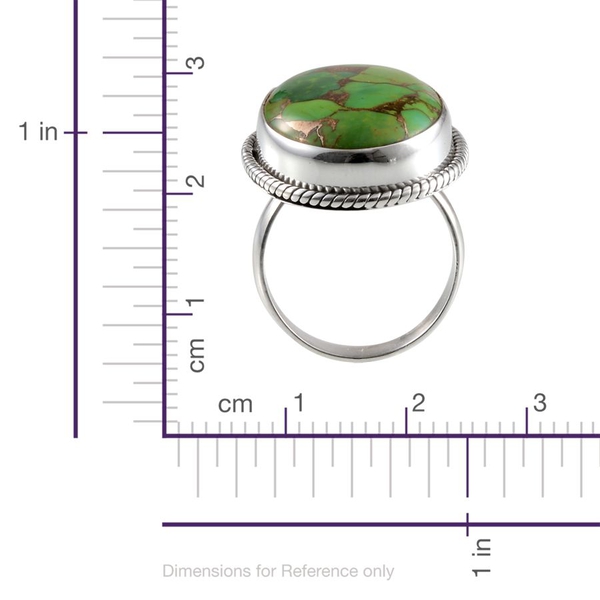 Jewels of India Green Copper Turquoise (Ovl) Solitaire Ring in Sterling Silver 20.430 Ct.