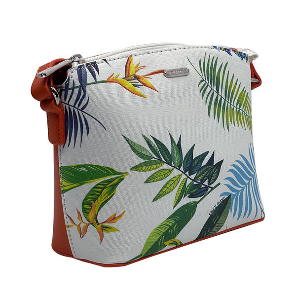 David Jones Tropical Floral Printed Crossbody Bag - Orange