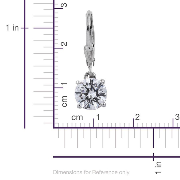 Lustro Stella- Platinum Overlay Sterling Silver (Rnd) Earrings Made with Finest CZ
