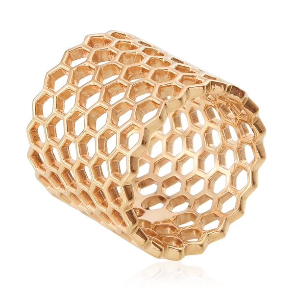 14K Gold Overlay Sterling Silver Honey Comb Ring, Silver wt 6.00 Gms.