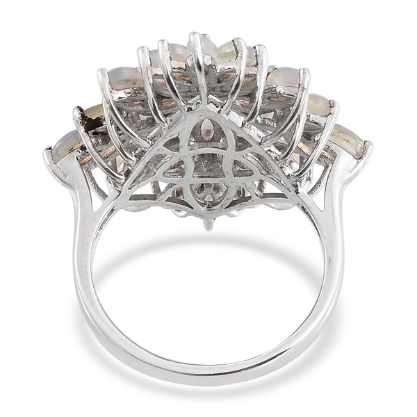 AA Ethiopian Welo Opal (Mrq) Cluster Ring in Platinum Overlay Sterling Silver 3.250 Ct.