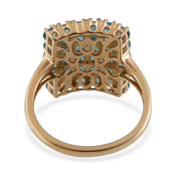 Malgache Neon Apatite (Rnd) Cluster Ring in Yellow Gold Overlay Sterling Silver 2.500 Ct.