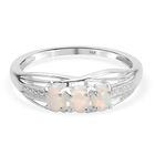 Ethiopian Welo Opal 3 Stone Ring (Size P) in Sterling Silver