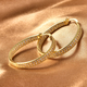 Simulated Diamond Hoop Earrings (with Clasp) in Yellow Gold Tone
