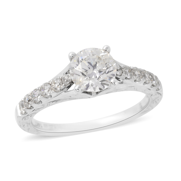 NY Close Out Deal- 14K White Gold Diamond (Rnd) (I2/G-H) Ring 1.33 Ct. Centre Dia 1.00 Ct.