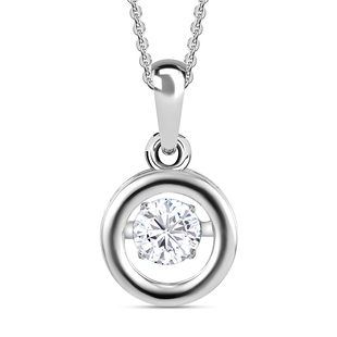 Moissanite Solitaire Pendant with Chain (Size - 20) in Platinum Overlay Sterling Silver