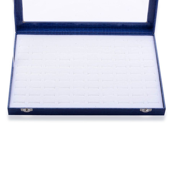 Blue Velvet 100 Slot Ring-Earring Box (Size 34x23x4 Cm)