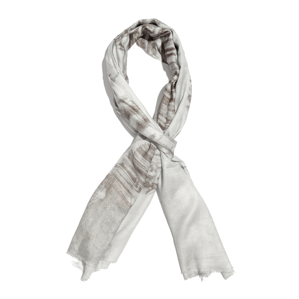100% Modal Brown and Off-White Landscape Pattern Digital Printed Scarf Size 200x70 Cm