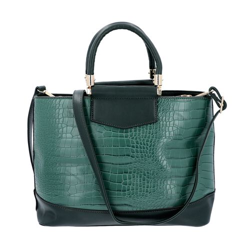 Green Croc Embossed Tote Bag with Adjustable Shoulder Strap (Size 34x12x25 Cm) - 3585239 - TJC