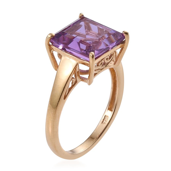 Lavender Alexite (Sqr) Solitaire Ring in 14K Gold Overlay Sterling Silver 4.000 Ct.