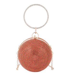 Crystal Decorative Ball Clutch Bag with Chain Strap - Red
