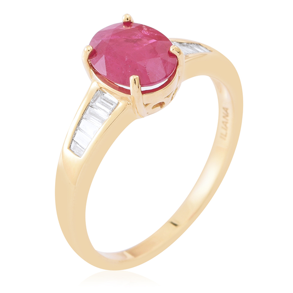 Signature Collection 18K Yellow Gold AAA Ruby (Ovl 2.00 Ct), Diamond Ring 2.250 Ct.