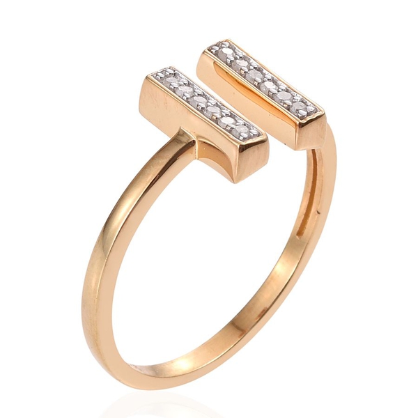 Diamond (Rnd) Open Ring in 14K Yellow Gold Overlay Sterling Silver 0.100 Ct.