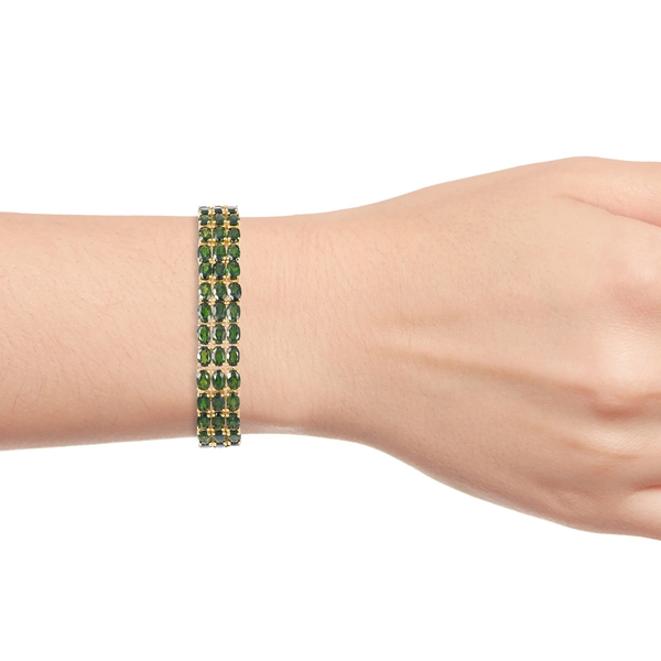 Chrome Diopside (Ovl) Bracelet in Yellow Gold Overlay Sterling Silver (Size 8) 50.000 Ct, Silver wt 24.00 Gms.