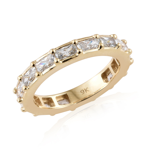 Lustro Stella Made with Finest CZ Eternity Band Ring in 9K Gold 3.19 Grams