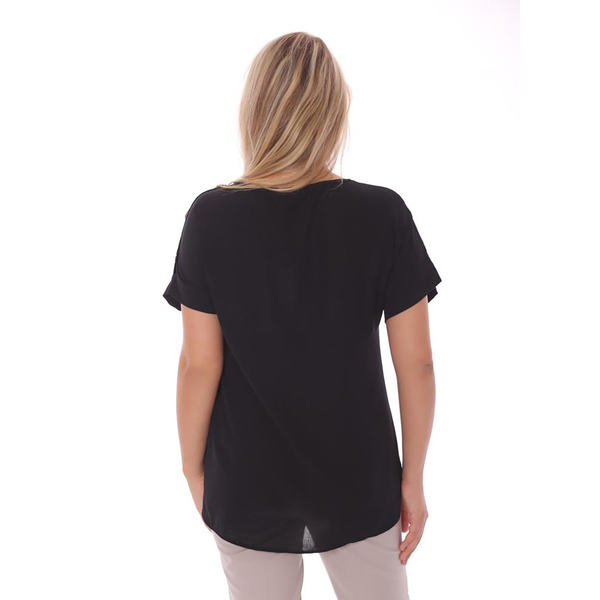 TAMSY Buttoned Womens Top (Size XL,20-22) - Black