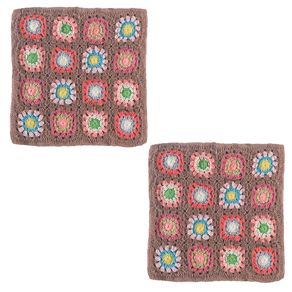 Set of 2 - 100% Cotton Crochet Cushion Cover with Zipper Closure (Size 16 Cm)