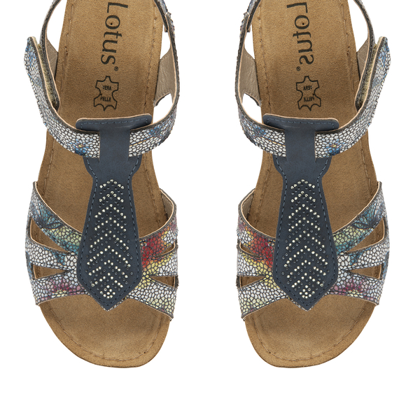 Lotus Vincenza Wedge Sandals (Size 3) - Navy