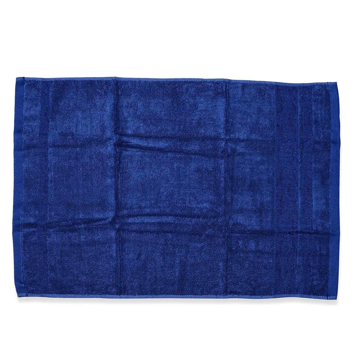 Dark Blue Colour Set of 4 Bamboo Cotton Towels 1 Bath Towel (Size 130x65 Cm), 2 Face Cloths (Size 65x50 Cm) and 1 Hand Towel