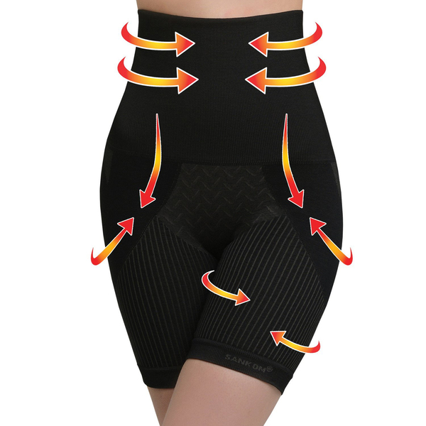 SANKOM SWITZERLAND Patent Aloe Vera Fibres Posture Correction Shapers Shorts - Black (UK Size XS- 4-6)