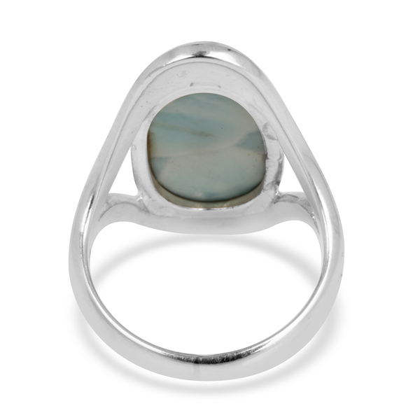 Royal Bali Collection Larimar (Ovl) Solitaire Ring in Sterling Silver 9.280 Ct.
