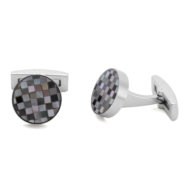 (Option-3) Abalone Puka Shell Cufflinks in Stainless Steel 5.000 Ct.
