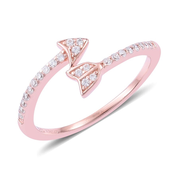 ELANZA AAA Simulated White Diamond Arrow Ring in Rose Gold Overlay Sterling Silver